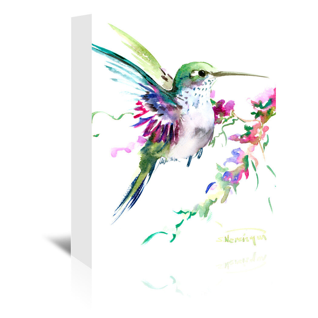 Hummingbird Art, Hummingbird Painting Canvas Set of 2, Teal Pink Bird  Watercolor Print, Art Prints, Large Wall Art, Bird Art Set of 2 Prints 