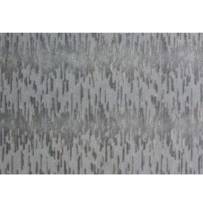Tapis camouflage noué à la main en argent / gris, Rectangle 8 pi x 10 pi