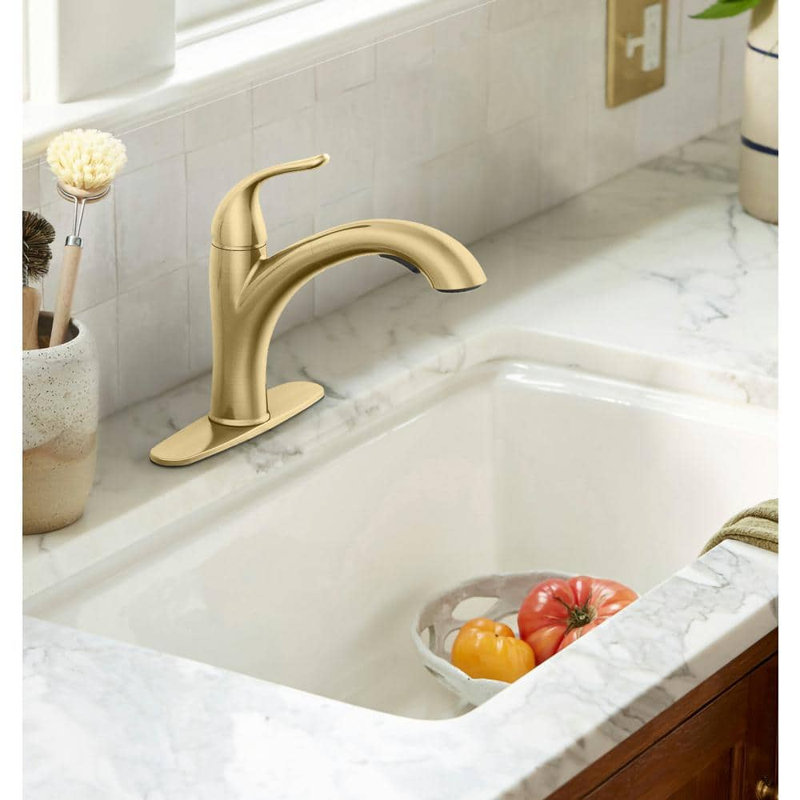 Vetta Pull Out Kitchen Faucet with Dual Function Sprayer, 120° Swivel Modern Chrome Design, Ceramic Cartridge & Easy Installation for Sink, RV, Bar