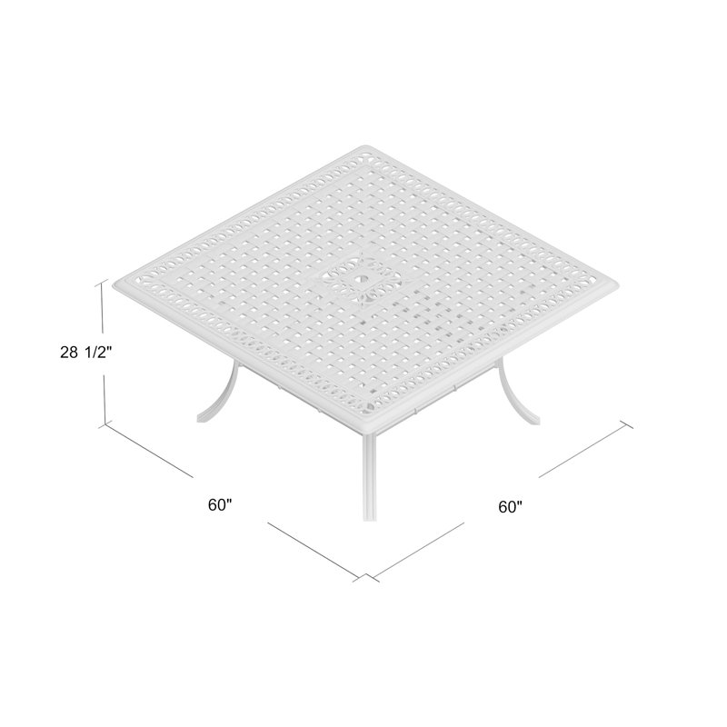 Bosch Square Metal Outdoor Dining Table With Umbrella Hole , 60'' in. W 60'' in. D
