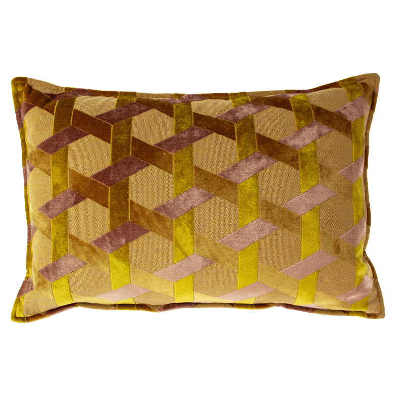 Delano Geometric Rectangular Cushion, Ochre/Blush