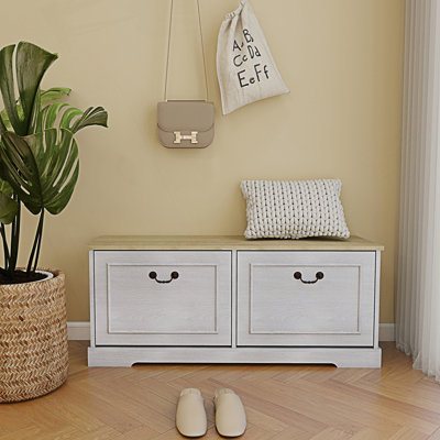 Banc de rangement pour chaussures avec 2 tiroirs rabattables