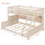 Lit superposé simple au-dessus de grand lit simple avec tablettes intégrées, lumières à changement de couleur et panneau perforé, beige-1324222568-1324222575