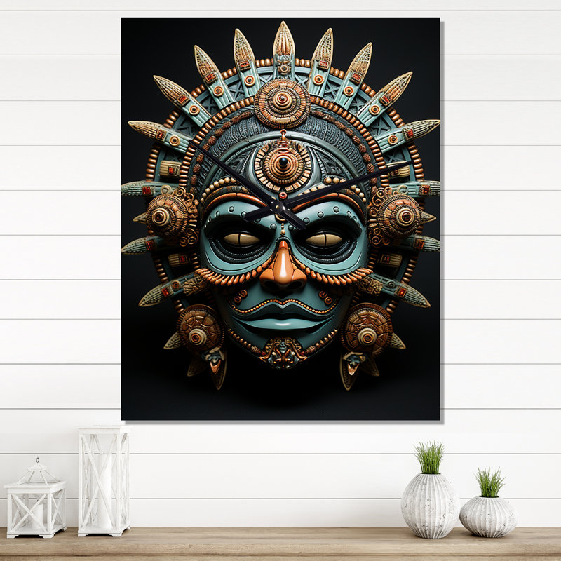 Jaison - Horloge murale tribale africaine, H 28 po x l 12 po x P 1 po