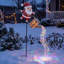 Lampe en métal en forme de bouilloire Père Noël avec effet cascade DEL coloré, lanterne pour pelouse, allée, terrasse, décoration de Noël dans le jardin