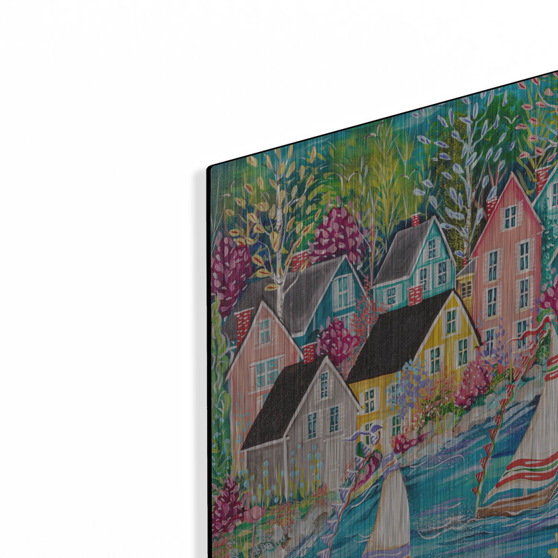 «Coastal Village» par Estelle Grengs, H 24 po x l 16 po