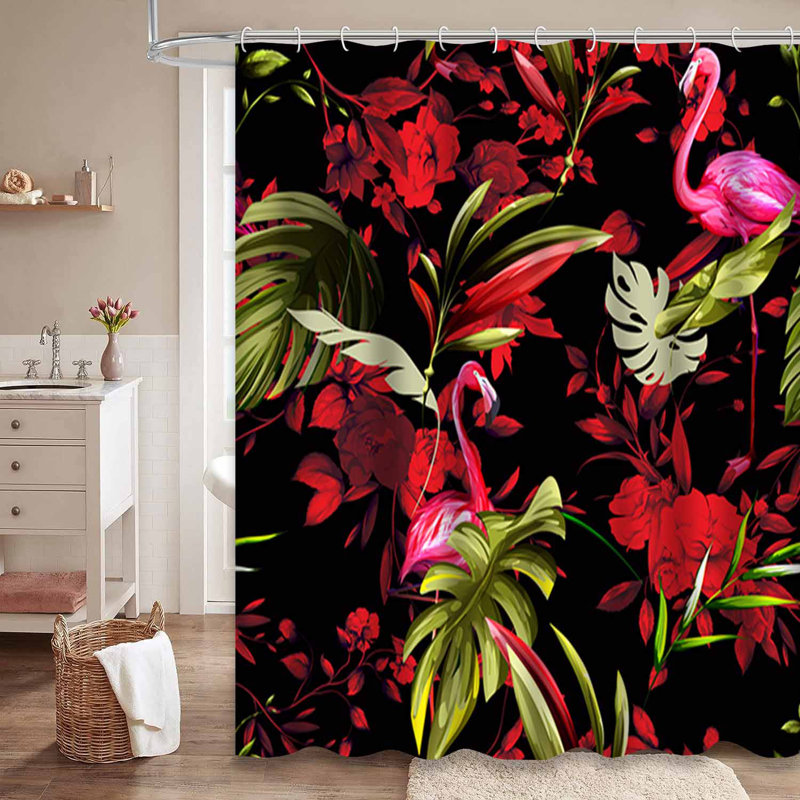 Rideau de douche imperméable Flamingo Florals, L 72 po x l 84 po