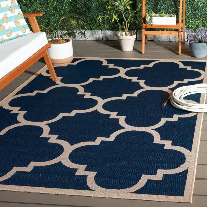 Tapis d'intérieur / extérieur à motif géométrique Herefordshire Performance, Rectangle 5 pi 3 po x 7 pi 7 po