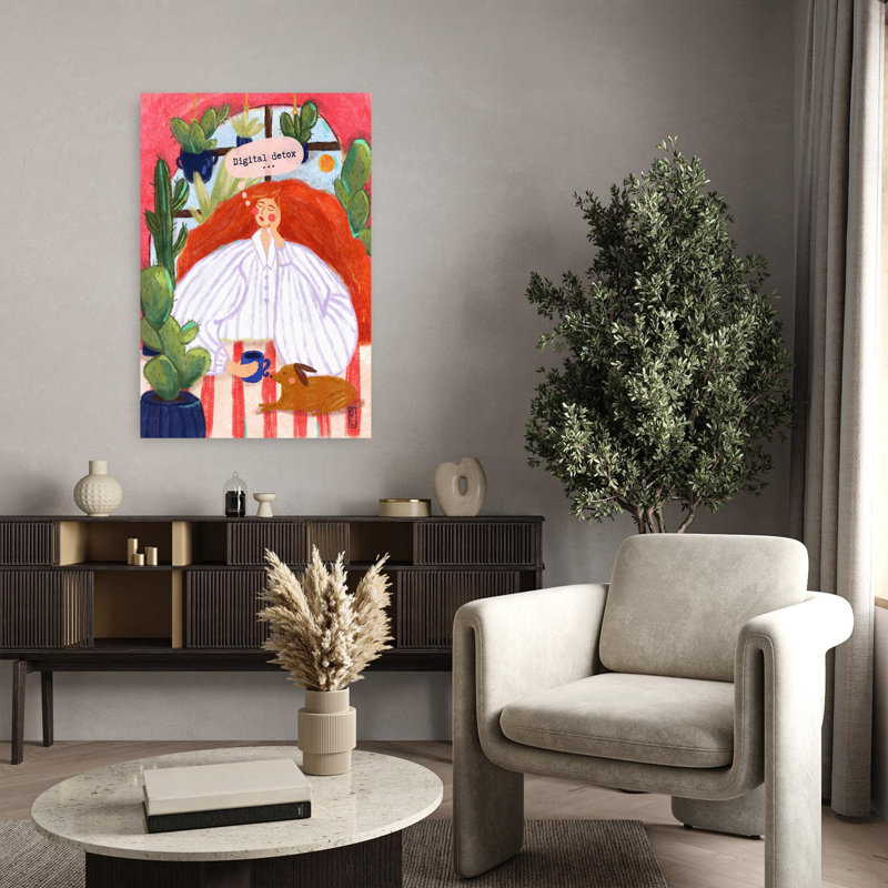 Art contemporain, art contemporain, paysage de chien cactus abstrait, H 36 po x l 24 po