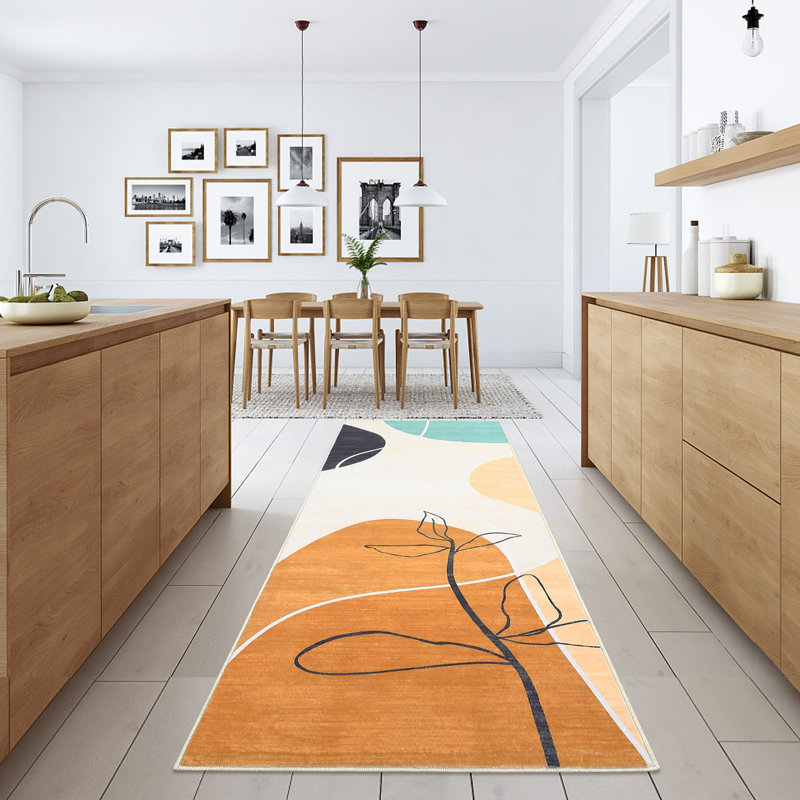 Tapis décoratif à motif floral lavable Boho, Rectangle 9 pi x 12 pi
