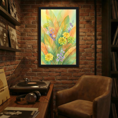 Plantes et fleurs Feuilles tropicales Fleurs jaunes Fleurs mauves