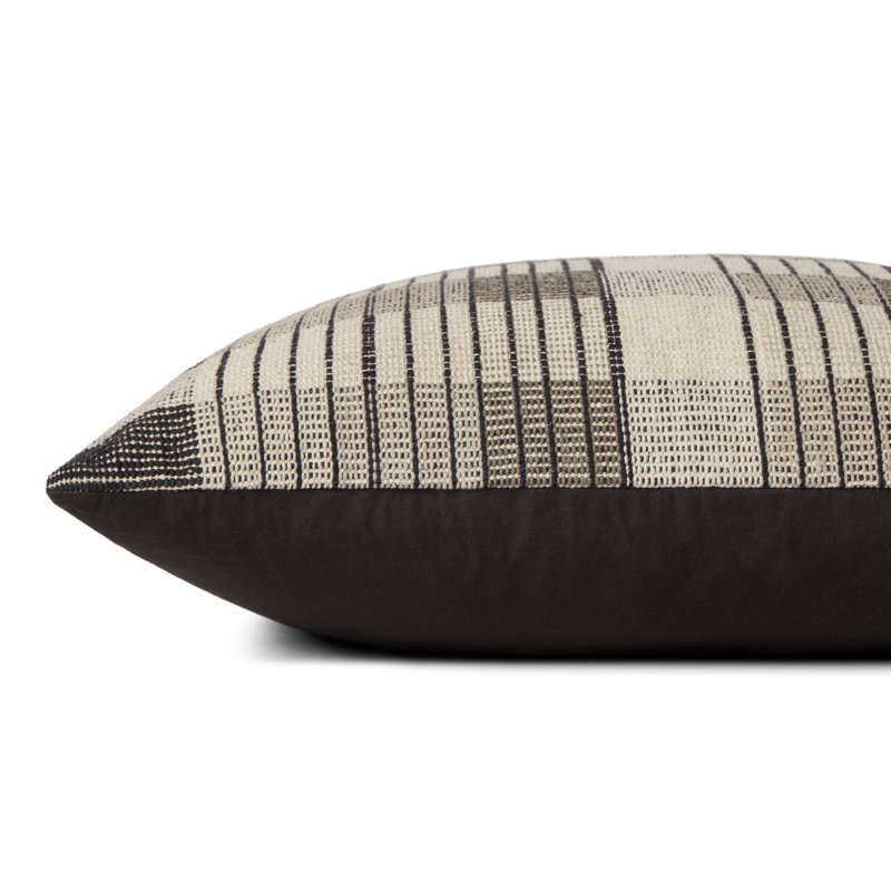 Ivory and Black Striped Cotton Blend Throw Pillow Set