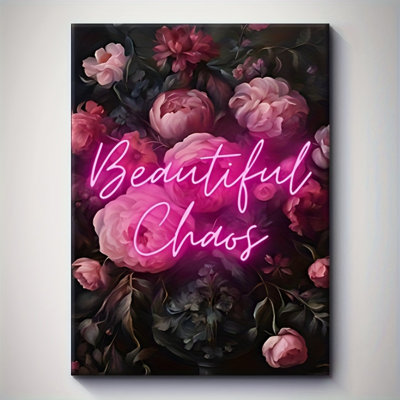 Elegant Beautiful Chaos Pink Floral Canvas Print - Urban Studio