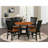 3 Piece Dining Room Furniture Set Contains a Round Kitchen Table with Dropleaf & Shelves and 2 Dining Chairs, Black & Cherry-400272935-386459554