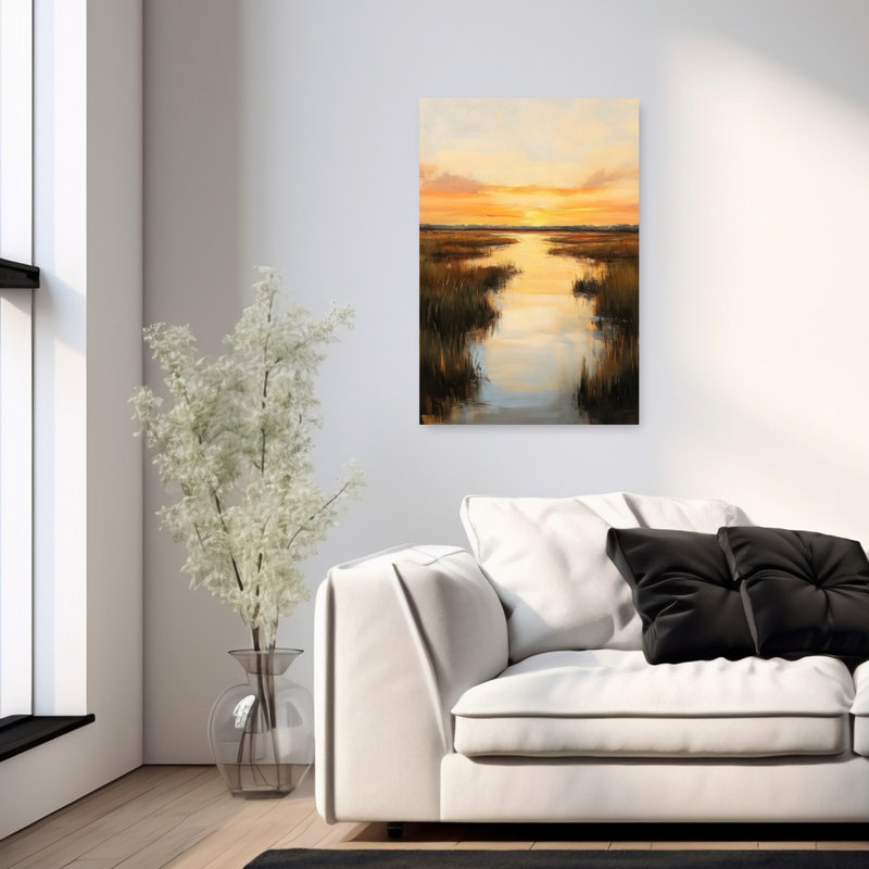 «Sunset Marsh II», reproduction d'art contemporain abstraite, 36" H x 24" W