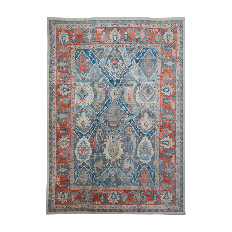 Tapis turc Oushak fait à la main 13 pi 4 po x 19 pi