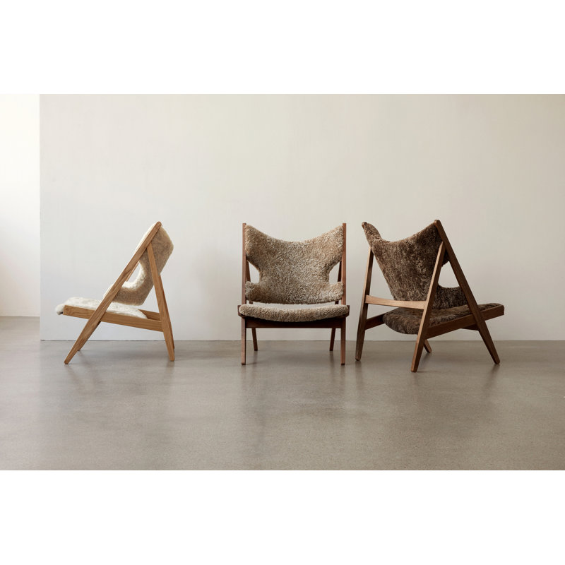 Knitting Lounge Chair, Sheepskin Sahara, Walnut
