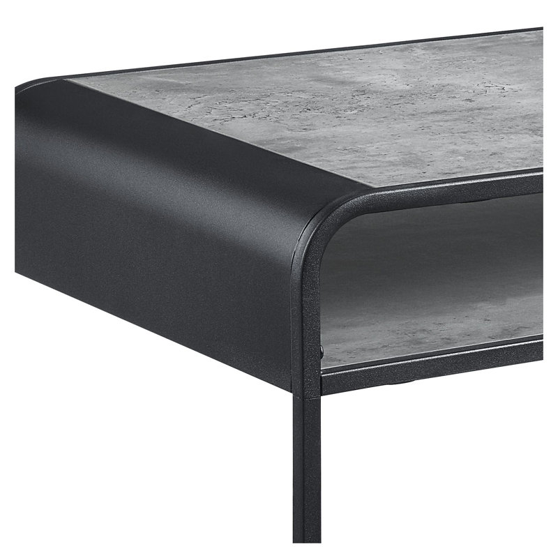 Table basse Raziela en béton gris et noir avec structure en métal robuste
