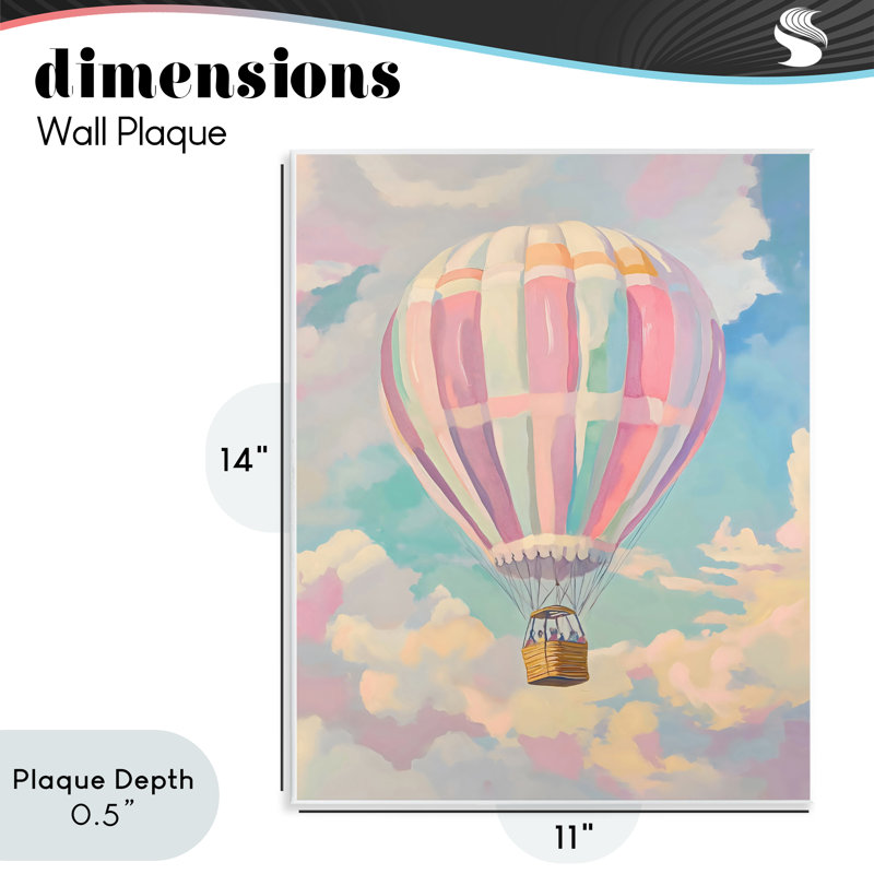 Plaque murale pastel à montgolfière, design par The Prints Vibe