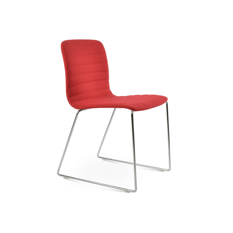 Chaise d'appoint en fil métallique Isa, Rouge d’époque, Chrome