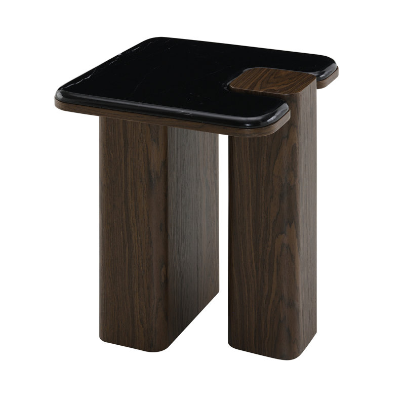 Dessus en marbre naturel Dana et table de bout en noyer foncé avec marbre naturel