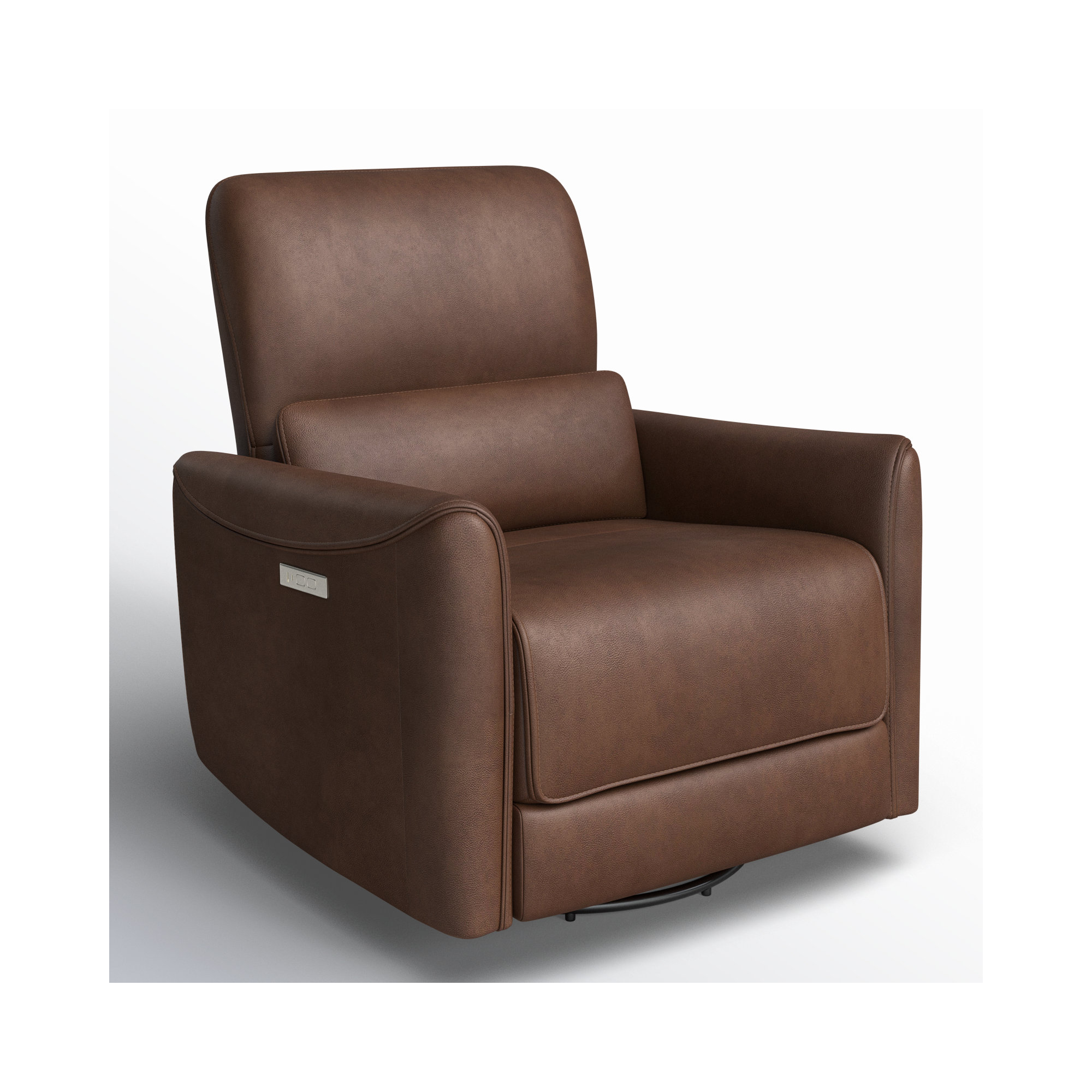 Santo Genuine Leather Swivel Power Recliner, Impression Cognac Top Grain Leather