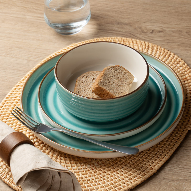 Ensemble de vaisselle et assiettes 12 pièces Famiware Uranus, Vert lac