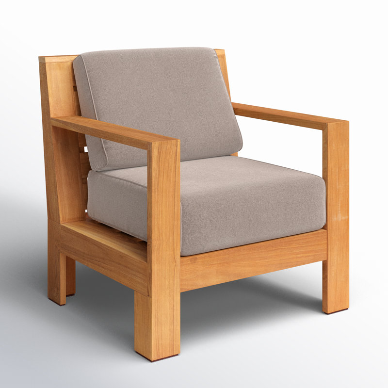 Chaney Teak Patio Chair with Sunbrella® Cushions, Cast Shale Sunbrella®