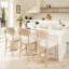 Tabouret de bar moderne en bois massif avec dossier rembourré-208064636