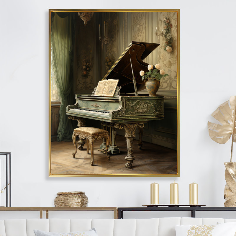 Piano Renaissance Resson I sur impression sur toile, H 32 po x l 16 po x P 1 po, Cadre flottant doré