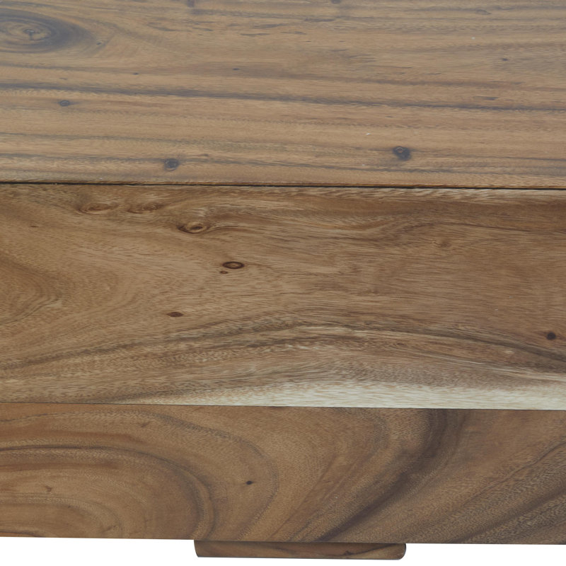 Wood Block Rectangular Bench with Elevated Base