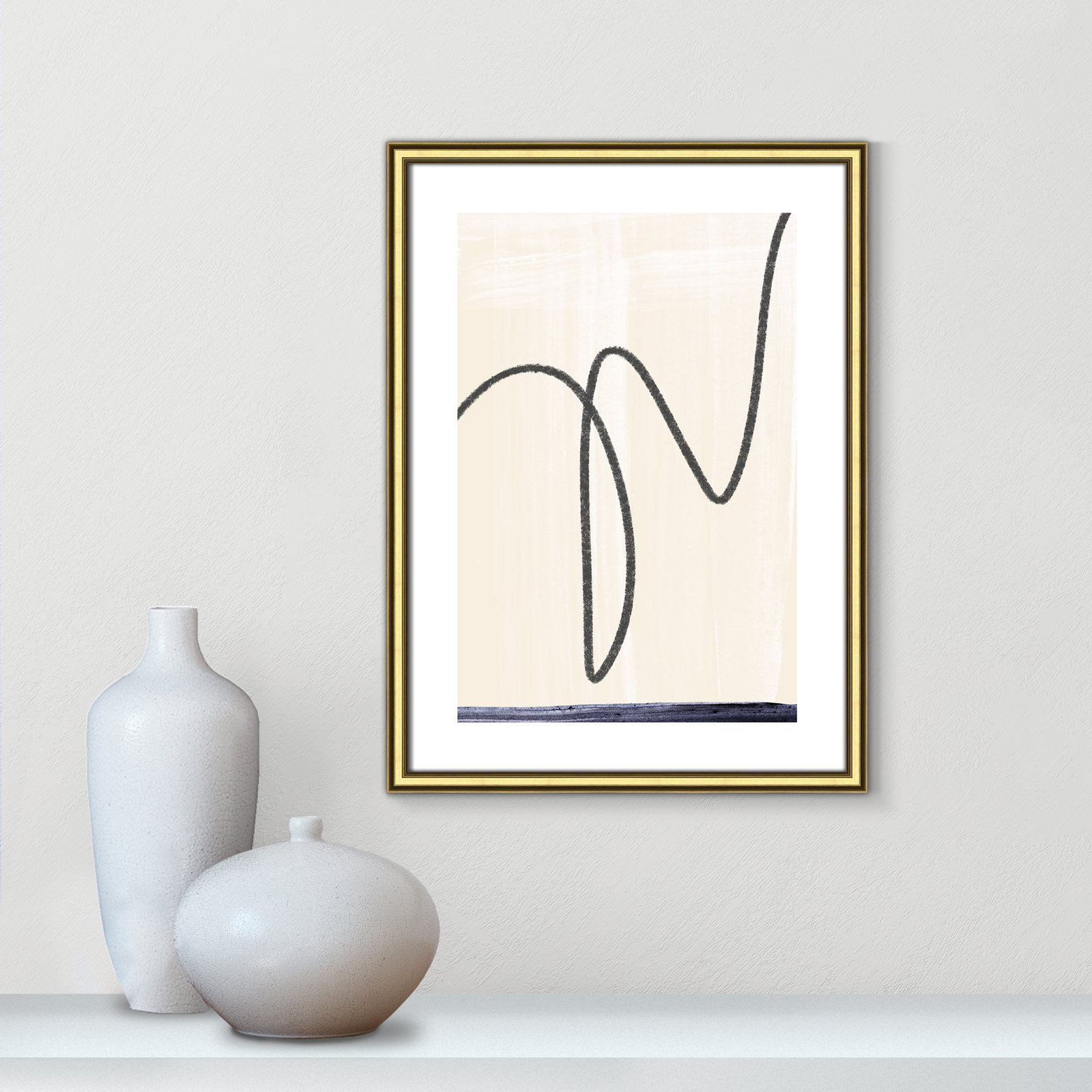 Tigerlily "Departured I" Painting, 24.25" H x 18.25" W x 0.88" D, Gold Framed Paper
