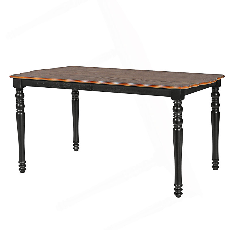 Table de salle à manger extensible pour 4 à 8 personnes, table rustique peu encombrante avec feuilles amovibles, Brun / Noir