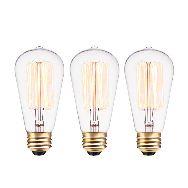 Ampoule incandescente 40W à filament rétro 40W Edison S60 (paquet de 3)