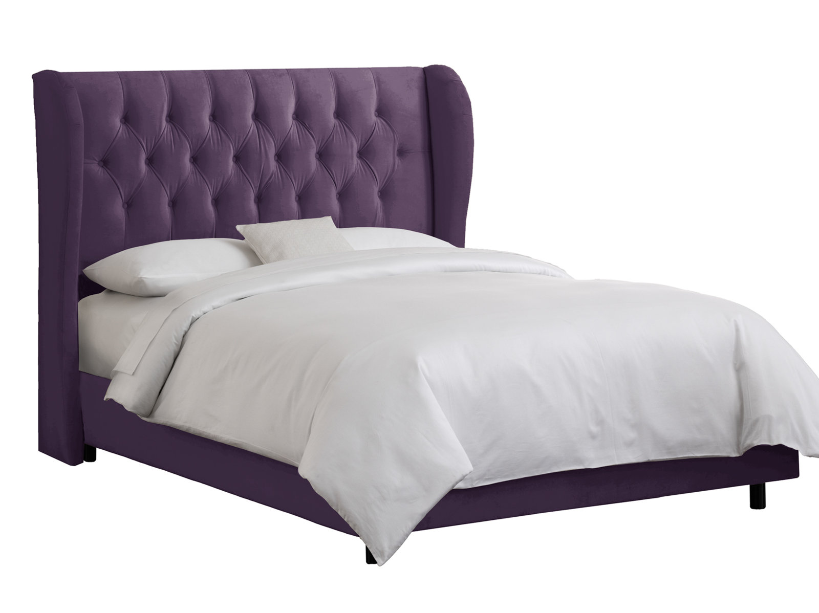 Tomey Upholstered Wingback Bed, Queen, Classic Aubergine Velvet