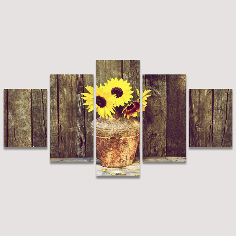 Vase rustique mural en forme de toile signée "Signature" prêt à accrocher - 60 "X32"