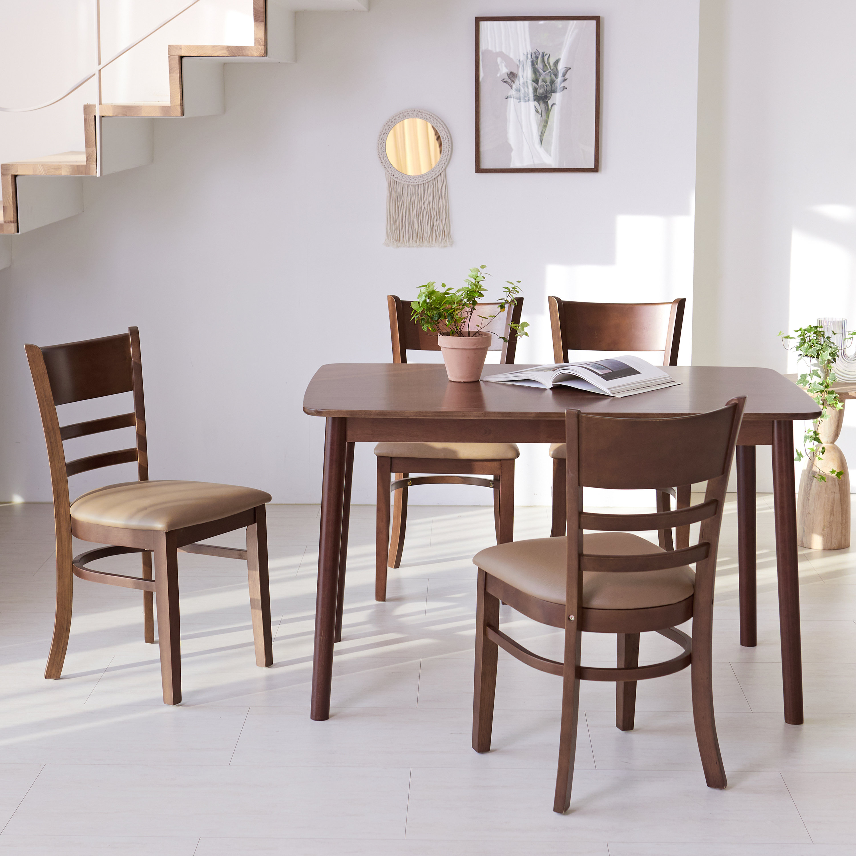 George Oliver Rowley 5-Piece Rectangular Solid Wood Dining Table Set ...