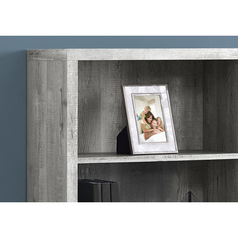 Bookshelf, Bookcase, Etagere, 5 Tier, 48"H, Office, Bedroom, Grey Laminate, Contemporary, Modern, Gray