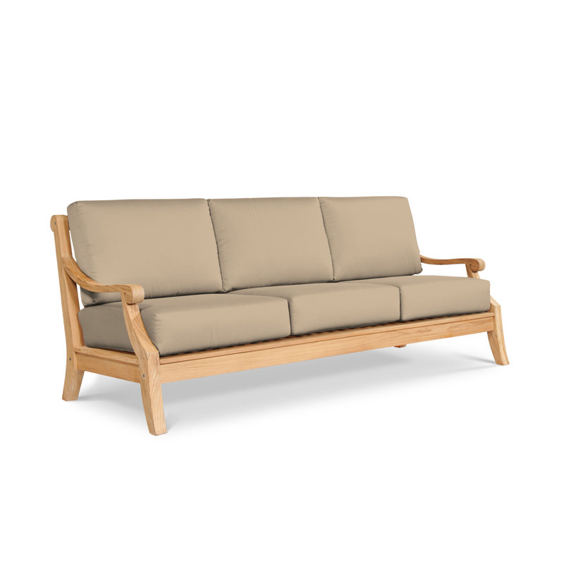 Khari Sonoma 3-Person Teak Outdoor Sofa, Fawn