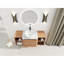 Meuble-lavabo de salle de bain de 122 cm (48 po) avec lavabo en céramique décorative, 2 étagères de rangement, porte à fermeture amortie, contreplaqué – style contemporain, imitation chêne, dimensions des étagères : 114 cm (45 po), poignées dissimulées