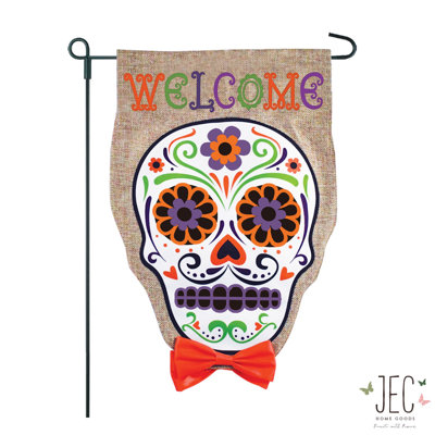 Drapeau de jardin en polyester 18 po x 13 po Skull Welcome