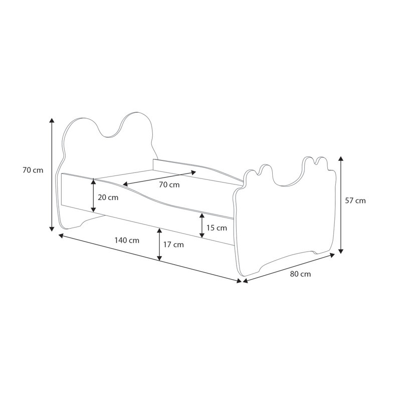 Single bed Panda, Cot Bed/Toddler (70 x 140cm)