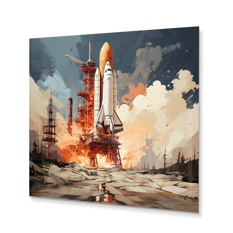 "Lancement de la Navette spatiale moderne" sur, H 30 po x l 30 po x P 1 po