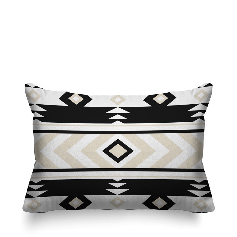 Coussin intérieur / extérieur Fika Southwestern, Noir