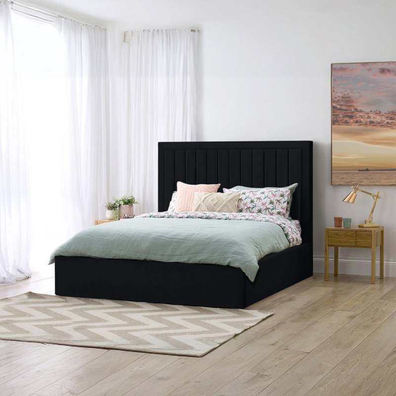 Madry Upholstered Ottoman Storage Bed, Black, Single (3')