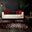 Tapis rouge en laine noir touffeté à la main Doninic-23286702