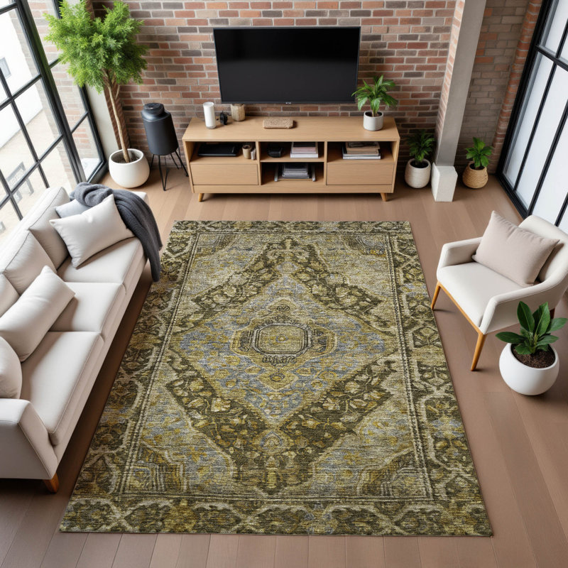 Premium Machine Washable Lubbers AMF1761 Border Rug, Rectangle 10' x 14'