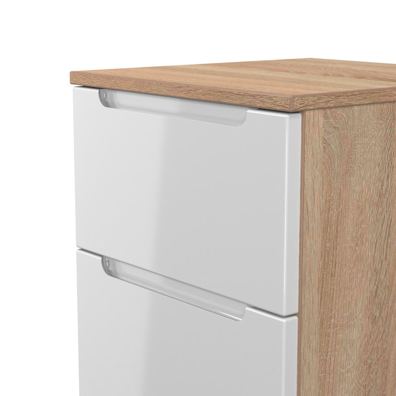 Bisma 37cm W Manufactured Wood Bedside Table, White/Oak