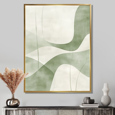 Toile ligne minimaliste, art abstrait vert sauge, Seacor