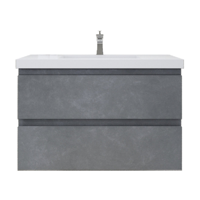 Amahd Single Bathroom Vanity with Acrylic Top, Cement Gray